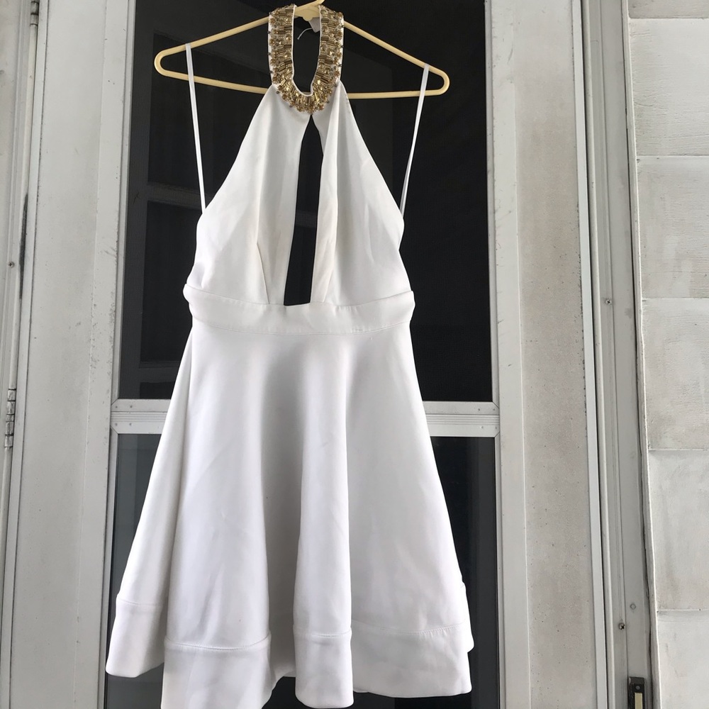 Bebe White with gold swing dress